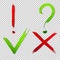 Check marks ui and question button with dos and donts. flat simple style trend modern red and green checkmark