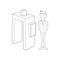 Check on metal detector icon, outline style