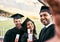 Check out what weve got. a group of students taking a selfie together on graduation day.