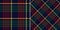 Check pattern for Christmas design in red, green, yellow, navy blue. Seamless asymmetric multicolored dark tartan check plaid.