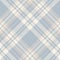 Check pattern for flannel shirt in blue and beige. Seamless light soft cashmere tartan plaid vector graphic for shirt, scarf.