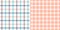 Check pattern set in grey, blue green, coral pink, white. Seamless windowpane tartan plaid for shirt, dress, skirt, handkerchief.