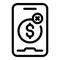 Check phone payment cancellation icon, outline style
