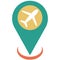 check in pin icon at the airport, airplane icon, aeroplane vector