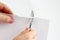 Check sharpening blades medical scalpel on paper