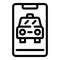 Check smartphone taxi icon, outline style