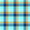 Checked diamond tartan scotch kilt fabric seamless pattern texture background - color cyan blue, navy, orange and white