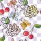 Checked floral seamless pattern