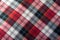 Checked plaid in red, black and white
