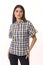 Checked summer short sleeve shirt on woman young model