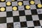 Checkerboard with checkers. Game concept. Board game