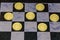 Checkerboard with checkers. Game concept. Board game