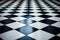 Checkerboard marble floor. The floor has a black and white diamond pattern. Generated by artificial intelligence