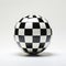 Checkered Ball On White Background: Vray Tracing, Precisionism Influence