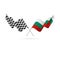 Checkered and Bulgaria flags. Vector illustration.