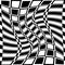 Checkered circular element. Abstract monochrome graphic with squ