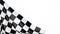 Checkered finish flag on white background. Space for text. 3d render illustration