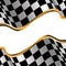 Checkered flag gold line and white vector.