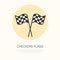 Checkered flags vector line icon. Speed automobile, racing car logo, driving lessons sign. Auto championship