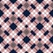 Checkered gingham plaid fabric seamless pattern in blue white and red, vector print