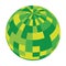 Checkered globe in shades of green