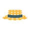 Checkered Male Straw Hat With Ribbon, Part Of Summer Beach Vacation Series Of Illustrations