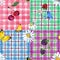 Checkered patchwork seamless pattern. Village summer mood watercolor background