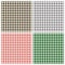Checkered patterns in four colors - vector illustrations