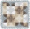 Checkered quilt weave plaid with decorative circles and fringe