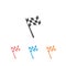 Checkered racing flag icon set. Starting flag auto and moto racing. Sport car competition victory sign. Finishing winner