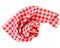 Checkered red picnic cloth isolated.