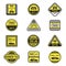 Checkered taxi signs flat vector icons set