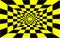 Checkered yellow and black perspective geometric vector design.