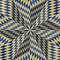 Checkered yellow blue six pointed star. Optical motion illusion abstract background