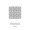 checkers icon vector from hobby collection. Thin line checkers outline icon vector illustration. Outline, thin line checkers icon