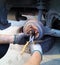 Checking brake system Repairing old car