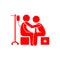 Checking, doctor, patient red icon