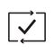 Checking process icon. Successfully checked. Approved. Testing. Checkmark. Check mark with arrows. Verification and validation.
