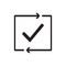 Checking process icon. Successfully checked. Approved. Testing. Checkmark. Check mark with arrows. Verification and validation.