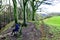 Checking the route on a winter walk at Scaleber Foss, North Yorkshire.