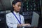 Checking the servers vitals. Cropped shot of an attractive female IT support agent working in a dark network server room