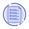 Checklist, Check, File, List, Page, Task, Testing Blue Dotted Line Line Icon