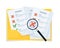Checklist checkup or magnifying assessment vector