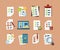 Checklist collection. Business text lists with clip marks icons schedule vector pictures in flat style