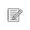 checklist, compose, pen line illustration icon on white background