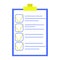Checklist for new year 2020 with completed tasks blue plate with text on which divided check boxes are ready