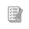 Checklist pencil icon. Pencil with paper icon, Contract vector icon. Test icon.