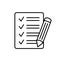 Checklist with pencil icon vector illustration. Test vector icon.