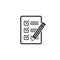Checklist pencil vector icon. Black illustration isolated on white background for graphic and web design.