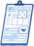 Checklist with results of social surveys, customer data. Clipboard with document. Form with survey